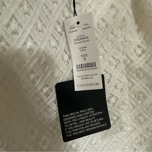 White House Black Market Womens White Dress Size 6 Eyelet Lace Sheath‎ Dress New - Picture 10 of 10